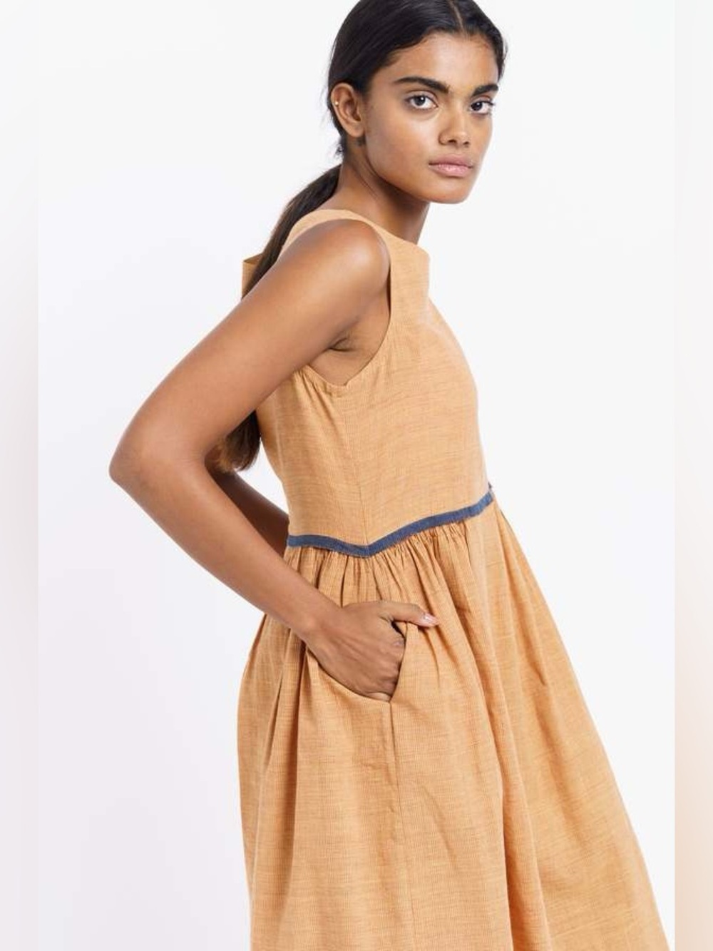 WORLD OF CROW Madras Check 100% Cotton Midi Dress Size Small NWT
